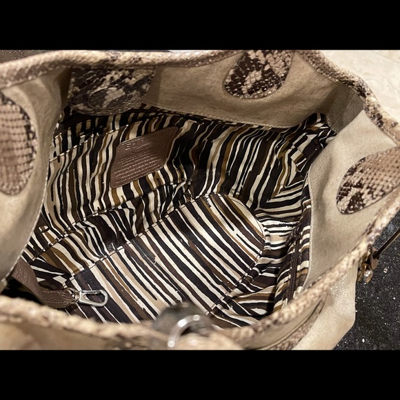 BRIGHTON Tan Faux Snakeskin Lthr Shoulder Bag Set - Picture 8 of 11